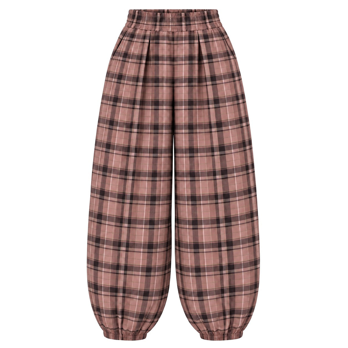 Boho plaid balloon pants in Dusk Plaid