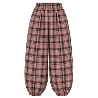 Boho plaid balloon pants in Dusk Plaid