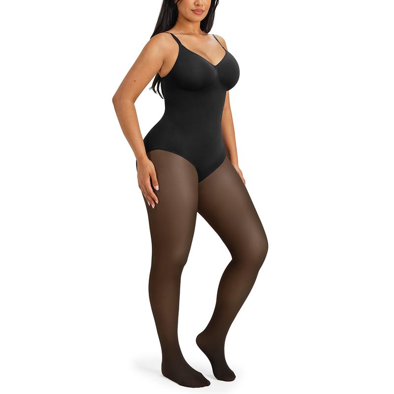 Fleece-Lined Sheer Tights – Skin