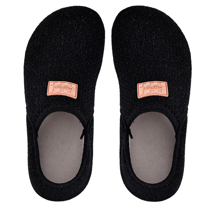Fuzzy Sock Slippers – Shiny Black