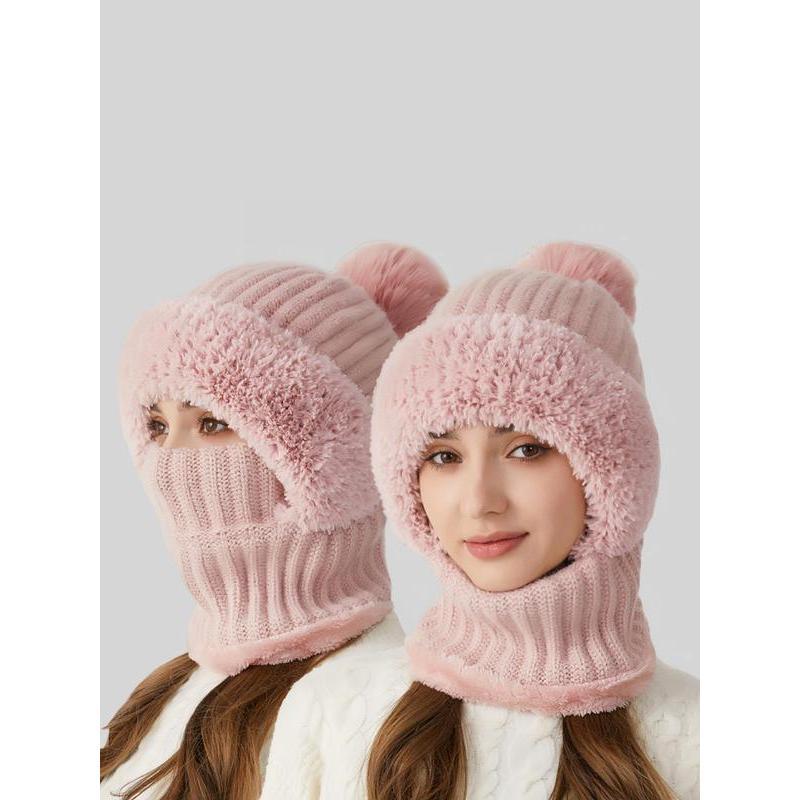 Pom Pom Ear Hooded Beanie – Baby Pink