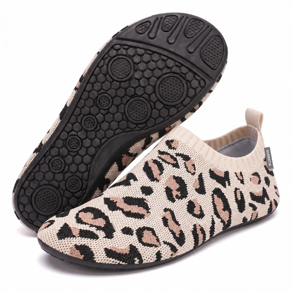 Barefoot sock slippers – Leopard Beige