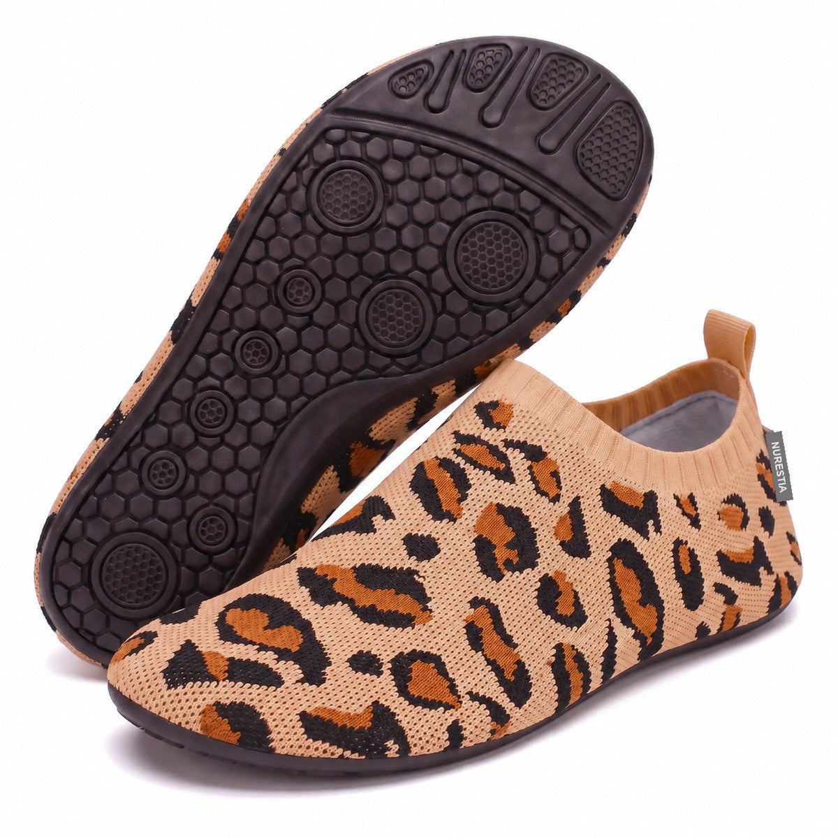 Barefoot sock slippers – Leopard Brown