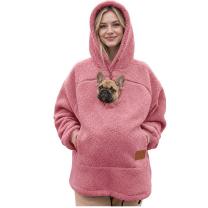 Woofdie dog pocket hoodie in Pink