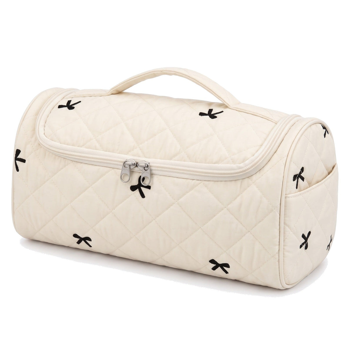 Wrappy hair tool bag in Cream Black Bow